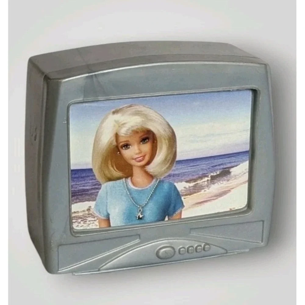 90s Barbie TV Play Doll House Television Set Miniature Toy Gray 1998 Vtg Retro